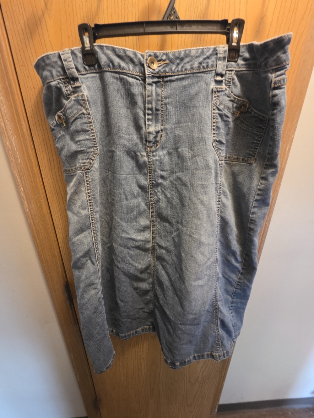 Vintage Fashion Bug Light Blue Denim Maxi Skirt 22w EUC